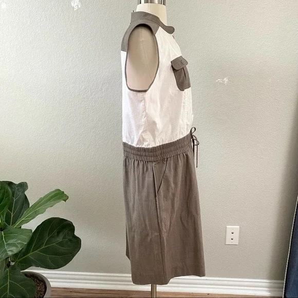 ST. JOHN Wool Blend Safari Utility Sleeveless Dress Size 12 - Picture 4 of 14